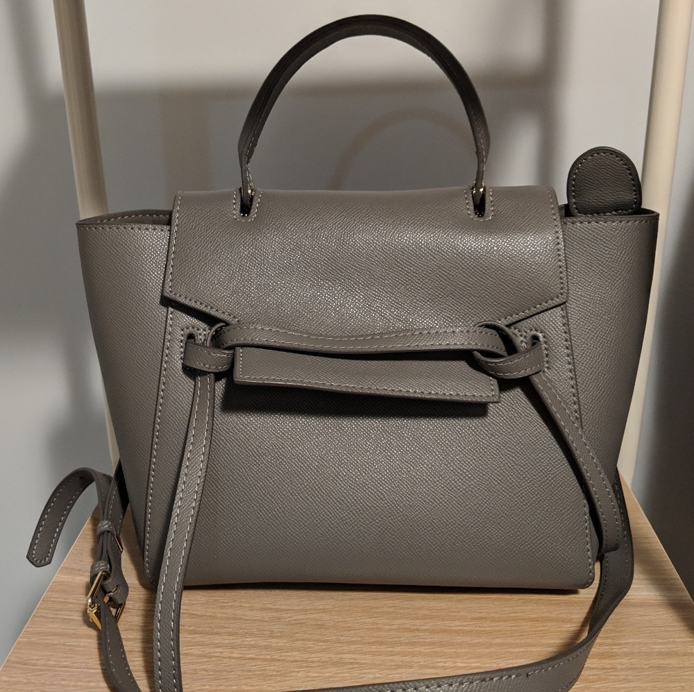 Gray mini belt crossbody bag